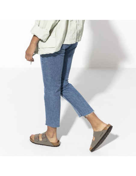 Klapki damskie/męskie birkenstock arizona birko-flor nubuck stone regular szerokie szare (0151211)