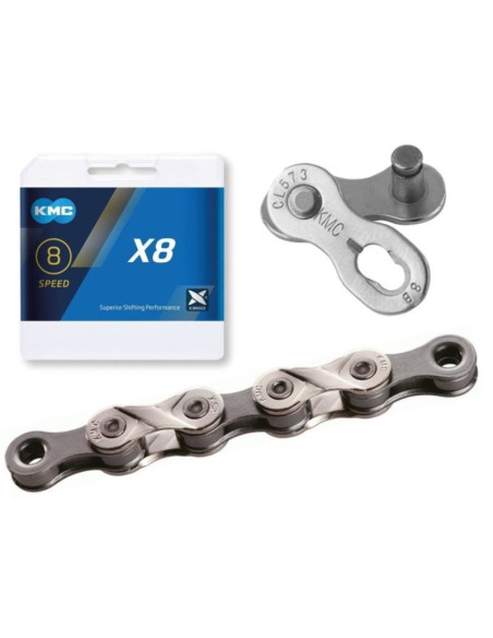 Kmc łańcuch x8 114 ogniw srebrny box