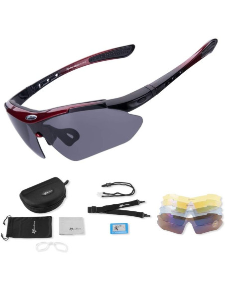 Rockbros okulary z polaryzacją 5 szkieł black/red