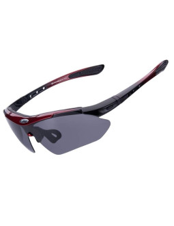 Rockbros okulary z polaryzacją 5 szkieł black/red 2