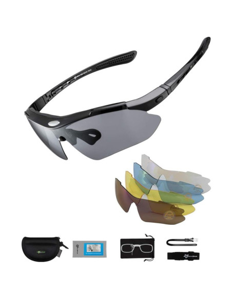 Rockbros okulary z polaryzacją 5 szkieł czarne