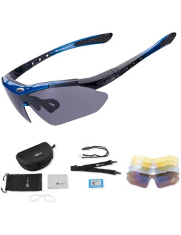 Rockbros okulary z polaryzacją 5 szkieł blue 2