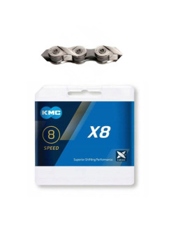 Kmc łańcuch x8 114 ogniw srebrno szary  box