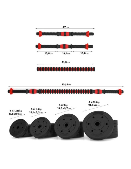 Sztangielki-sztanga  2w1 sgp30 hms 30 kg