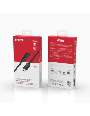 Unitek przedłużacz usb-c 10gbps 4k 60hz pd 20v/5a