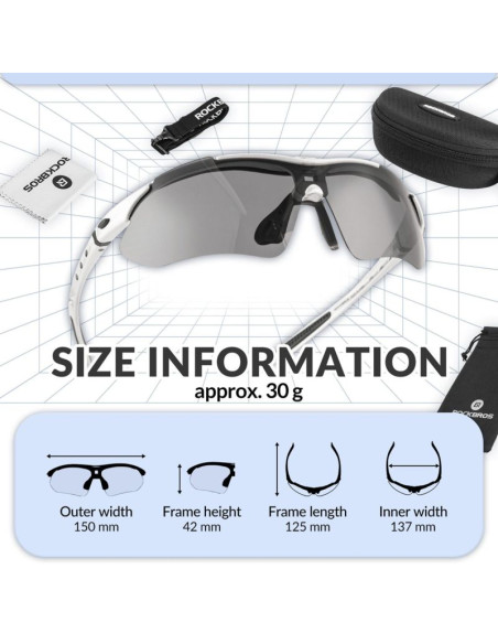 Rockbros okulary sportowe 0089 srebne polaryzacja