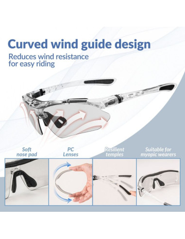 Rockbros okulary sportowe 0089 srebne polaryzacja