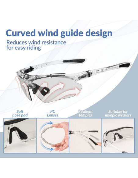 Rockbros okulary sportowe 0089 srebne polaryzacja
