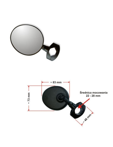 Lusterko ajs mini na obejmę czarne