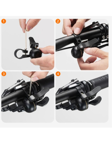 Rockbros dzwonek aluminiowy prawy montaż czarny