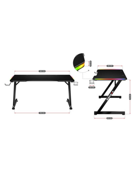 Biurko gamingowe huzaro hero 2.5 rgb