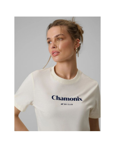 T-shirt loose z nadrukiem damski 4f 4fraw25ttshf3409-12s