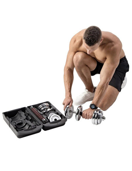 Sztangielki w walizce hms stc21 2 x 10 kg chrom