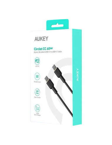 Aukey cb-ncc2 kabel usb-c qc pd 1.8m 3a 60w nylon