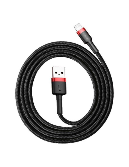 Kabel baseus calklf-c19 (lightning m - usb 2.0 m  2m  kolor czarno-czerwony)