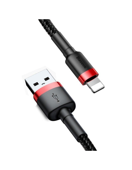 Kabel baseus calklf-c19 (lightning m - usb 2.0 m  2m  kolor czarno-czerwony)