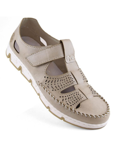 Skórzane półbuty na rzep ażurowe rieker w rkr651