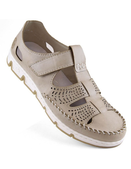 Skórzane półbuty na rzep ażurowe rieker w rkr651