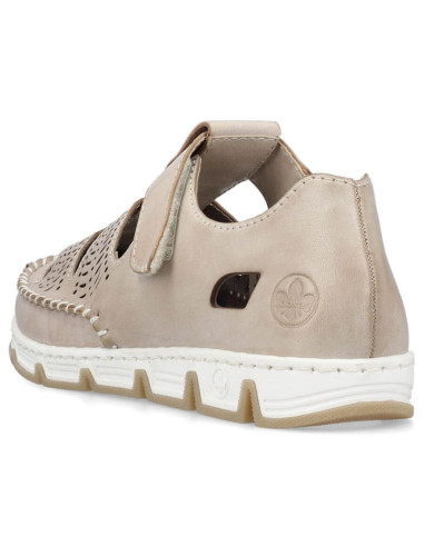 Skórzane półbuty na rzep ażurowe rieker w rkr651