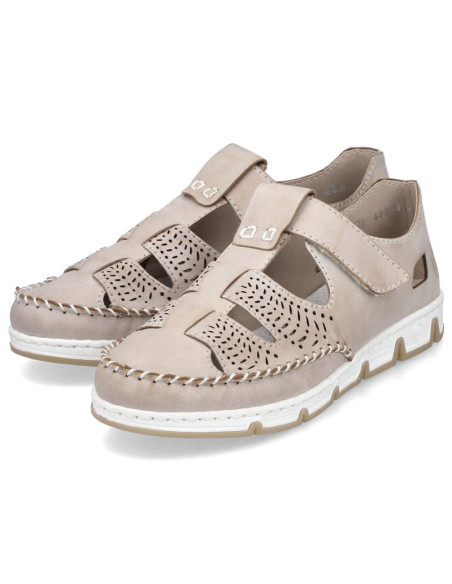 Skórzane półbuty na rzep ażurowe rieker w rkr651