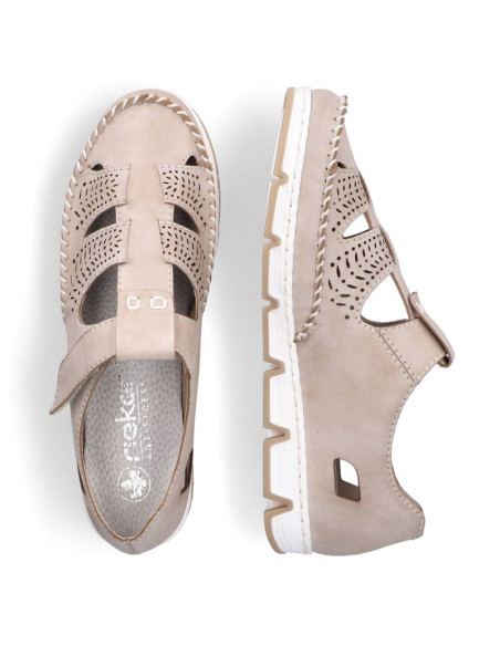 Skórzane półbuty na rzep ażurowe rieker w rkr651