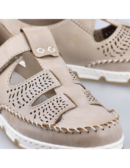 Skórzane półbuty na rzep ażurowe rieker w rkr651