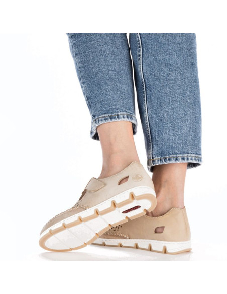 Skórzane półbuty na rzep ażurowe rieker w rkr651