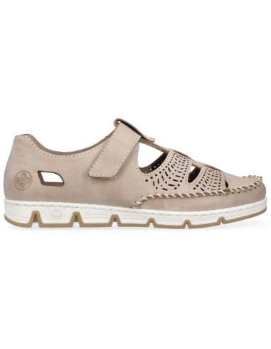 Skórzane półbuty na rzep ażurowe rieker w rkr651