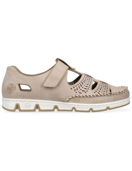 Skórzane półbuty na rzep ażurowe rieker w rkr651