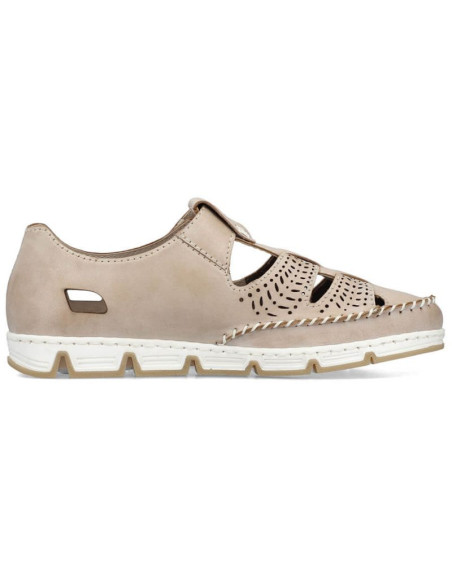 Skórzane półbuty na rzep ażurowe rieker w rkr651