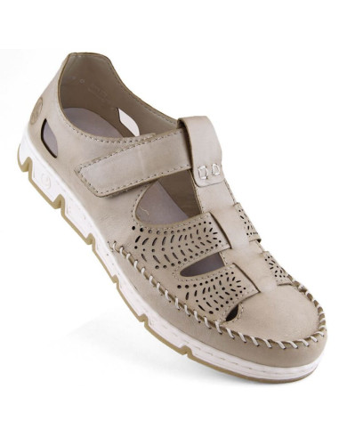 Skórzane półbuty na rzep ażurowe rieker w rkr651