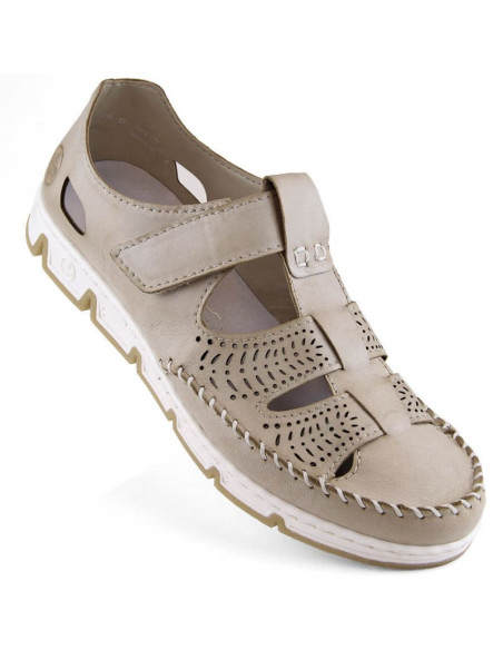 Skórzane półbuty na rzep ażurowe rieker w rkr651