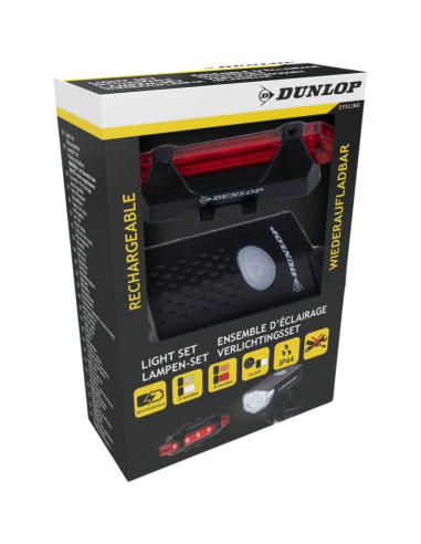 Zestaw lampek rowerowych dunlop led, ładowanie usb, tył+przód