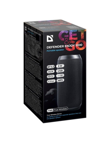 Defender głośnik enjoy s100 bluetooth/fm/sd/usb 5w czarny 65701