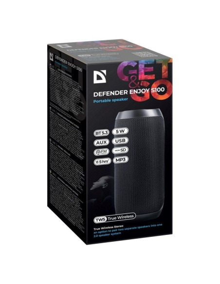 Defender głośnik enjoy s100 bluetooth/fm/sd/usb 5w czarny 65701