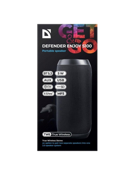 Defender głośnik enjoy s100 bluetooth/fm/sd/usb 5w czarny 65701