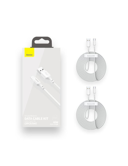 Baseus kabel usb/usb-c simple wisdom, 40w, 5a, 1.5m biały