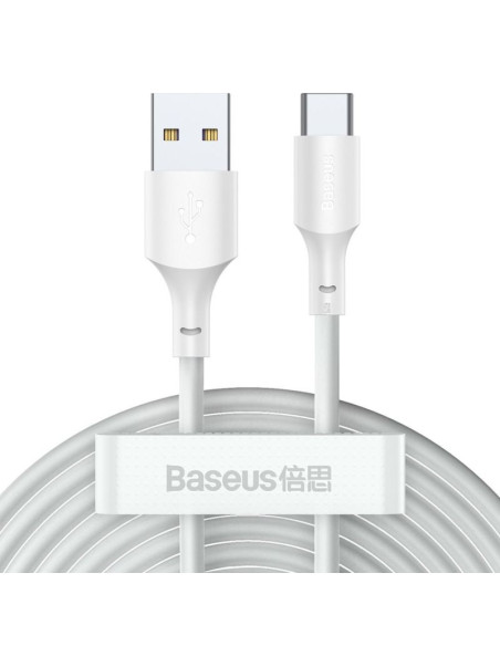 Baseus kabel usb/usb-c simple wisdom, 40w, 5a, 1.5m biały