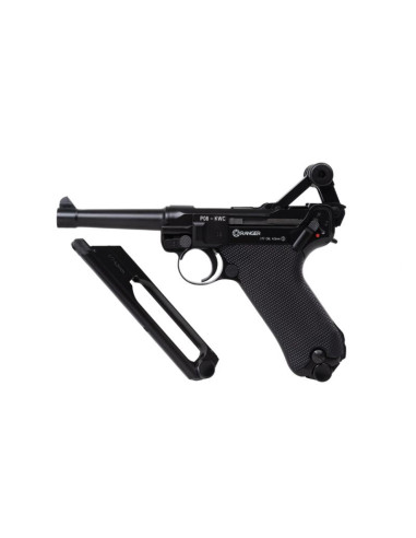 Wiatrówka pistolet ranger p08 parabellum kwc kal. 4,5 bbs blow back 21 strz. full metal co2 (aakcmb410azb)
