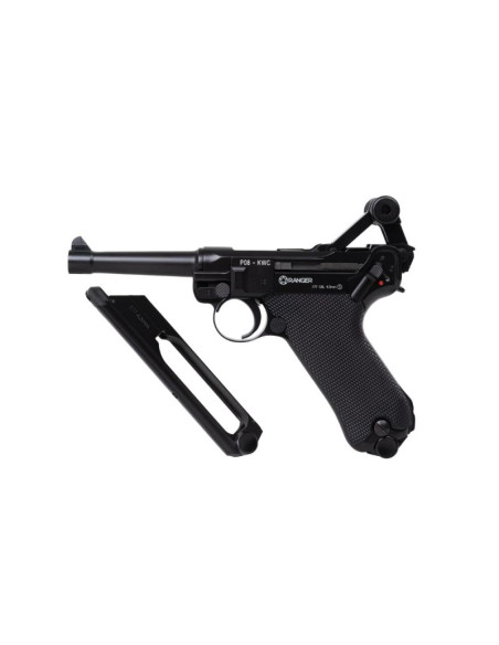 Wiatrówka pistolet ranger p08 parabellum kwc kal. 4,5 bbs blow back 21 strz. full metal co2 (aakcmb410azb)