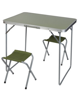 Stolik turystyczny składany kempingowy 80x60x70cm i 2 krzesła zielony