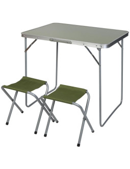 Stolik turystyczny składany kempingowy 80x60x70cm i 2 krzesła zielony 2