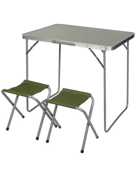 Stolik turystyczny składany kempingowy 80x60x70cm i 2 krzesła zielony