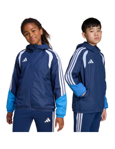 Kurtka dla dzieci adidas tiro 26 competition all weather niebieska jl7300