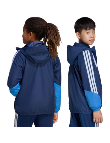Kurtka dla dzieci adidas tiro 26 competition all weather niebieska jl7300