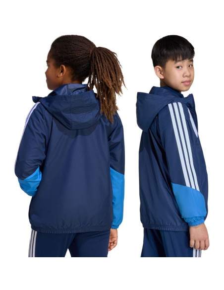 Kurtka dla dzieci adidas tiro 26 competition all weather niebieska jl7300