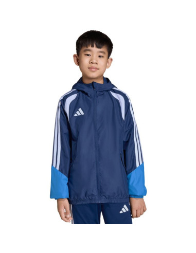 Kurtka dla dzieci adidas tiro 26 competition all weather niebieska jl7300