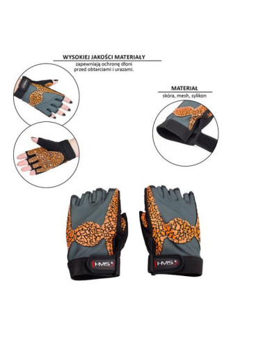 Rękawice na siłownię oragne/gray w hms rst03