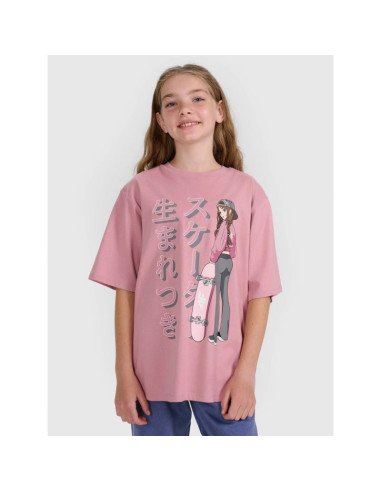 T-shirt oversize z nadrukiem dziewczęcy 4f 4fjraw25ttshf2936-54s