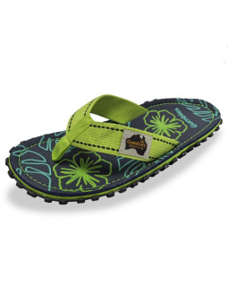 Japonki gumbies islander flip-flops lime hibiscus 2